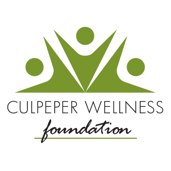 Three green stick people jump out above text that reads Culpeper Wellness Foundation, all against a white background